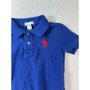 Ralph Lauren 18M Big Pony Mesh Polo Shirt Blue with Red Pony and 3 Tennis Tail